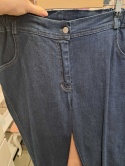 Spodnie z wysokim stanem i długą nogawką granatowe jeans